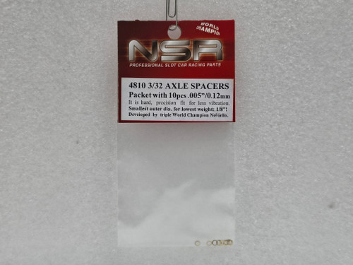 4810 NSR 3/32" Brass Axle Spacers 0.005" / 0.12mm 10 pack 1:32 Slot Car Part