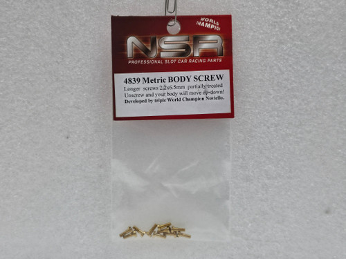 4839 NSR Metric Body Screw M2.2 x 6.5mm Partial Threaded (10 Pieces) 1:32 Slot Car Part
