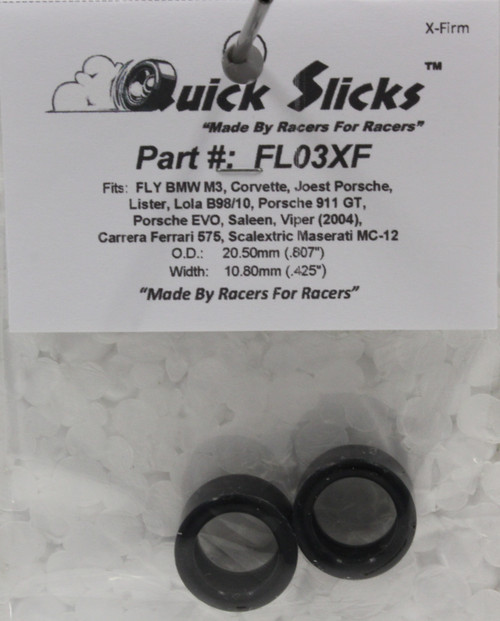 FL03XF Quick Slicks Silicone Tires for Fly BMW, Corvette & Carrera Ferrari 1:32 Slot Car Part