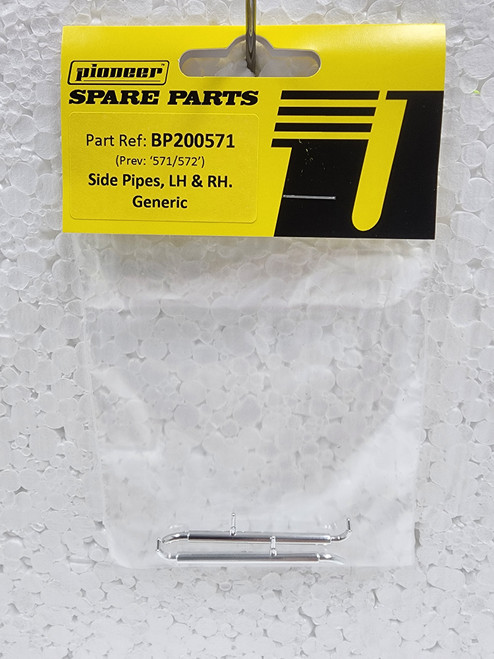 BP200571 Pioneer Custom Exhaust Side Pipes Chrome LH& RH 1:32 Slot Car Part