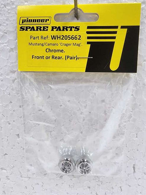 WH205662 Pioneer Legends Racers Front/Rear Wheels Chrome Crager Mag 1:32 Slot Car Part