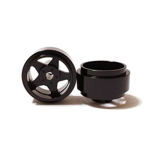 STAFFS13 Staffs 5-Spoke Aluminum Wheels 15.8 x 8.5mm Black (2) 1:32 Slot Car Part