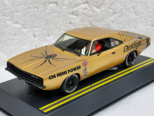 P147-DS Pioneer Dodge Charger R/T Hemi 426 'Black Widow' Street Racers, Gold 1:32 Slot Car