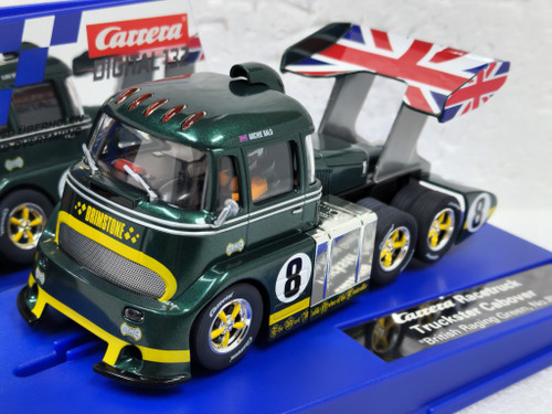 31093 Carrera Digital 132 Carrera Racetruck Cabover British Racing Green, #8 1:32 Slot Car