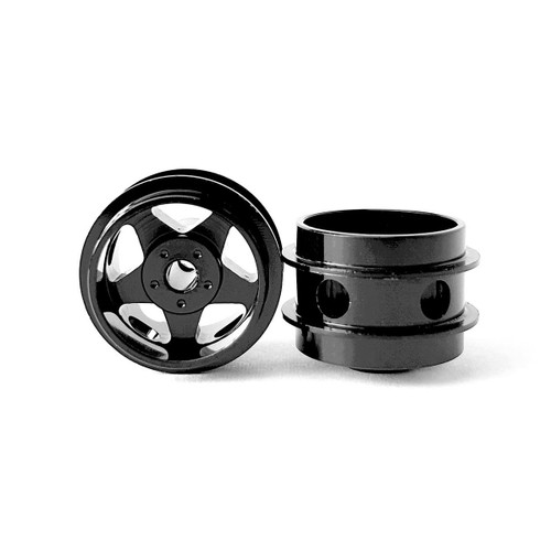 STAFFS06 Staffs 5-Spoke Aluminum Air Wheels 15.8 x 10mm Black (2) 1:32 Slot Car Part