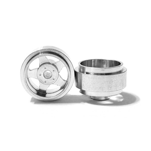 STAFFS12 Staffs 5-Spoke Aluminum Front Wheels 15.8 x 8.5mm Silver (2) 1:32 Slot Car Part