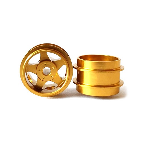 STAFFS02 Staffs 5-Spoke Aluminum Rear Wheels 15.8 x 10mm Gold (2) 1:32 Slot Car Part