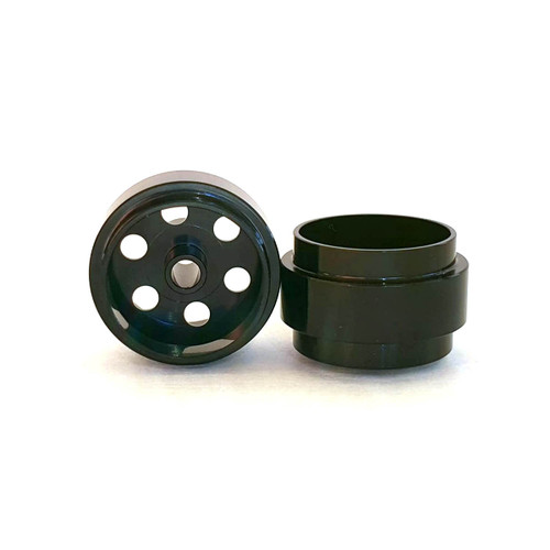 STAFFS25 Staffs Bullet-Hole Aluminum Front Wheels 15.8 x 8.5mm Black (2) 1:32 Slot Car Part