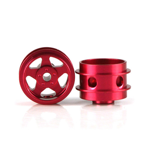 STAFFS51 Staffs 5-Spoke Aluminum Air Rear Wheels 15.8 x 10mm Red (2) 1:32 Slot Car Part