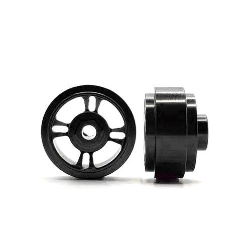 STAFFS184 Staffs 4-Spoke Aluminum Front Wheels 15.8 x 8.5mm Black (2) 1:32 Slot Car Part