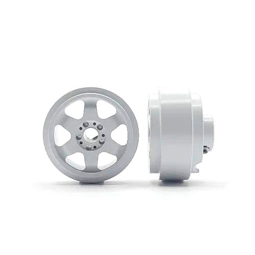 STAFFS197 Staffs 6-Spoke Aluminum Front Wheels 15.8 x 8.5mm White (2) 1:32 Slot Car Part