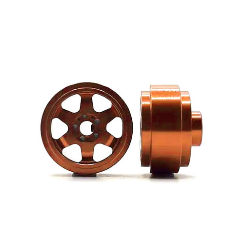 STAFFS198 Staffs 6-Spoke Aluminum Front Wheels 15.8 x 8.5mm Orange (2) 1:32 Slot Car Part
