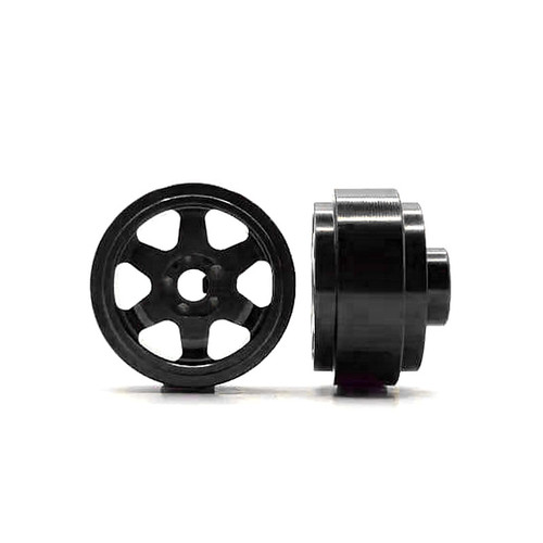 STAFFS193 Staffs 6-Spoke Aluminum Front Wheels 15.8 x 8.5mm Black (2) 1:32 Slot Car Part
