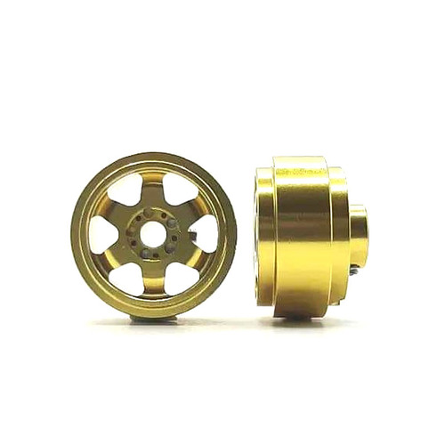 STAFFS192 Staffs 6-Spoke Aluminum Front Wheels 15.8 x 8.5mm Gold (2) 1:32 Slot Car Part