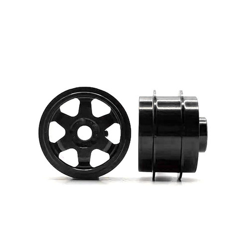 STAFFS201 Staffs 6-Spoke Aluminum Air Wheels 15.8 x 10mm Black (2) 1:32 Slot Car Part