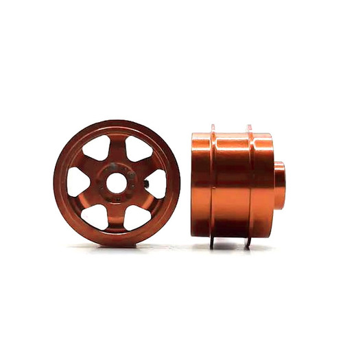 STAFFS206 Staffs 6-Spoke Aluminum Air Wheels 15.8 x 10mm Orange (2) 1:32 Slot Car Part