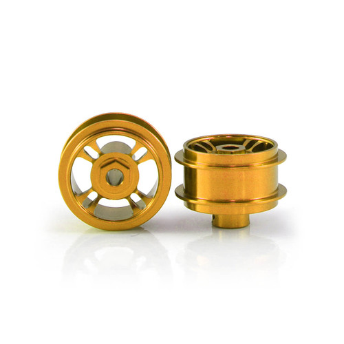 STAFFS212 Staffs 4-Spoke Aluminum Air Rear Wheels 15.8 x 8.5mm Gold (2) 1:32 Slot Car Part