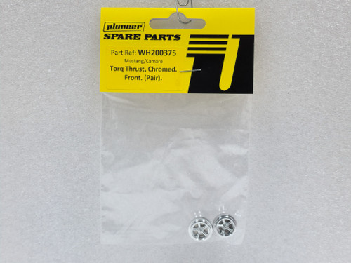 WH200375 Pioneer American Racing Front Wheels Torq Thrust Chrome 1:32 Slot Car Part