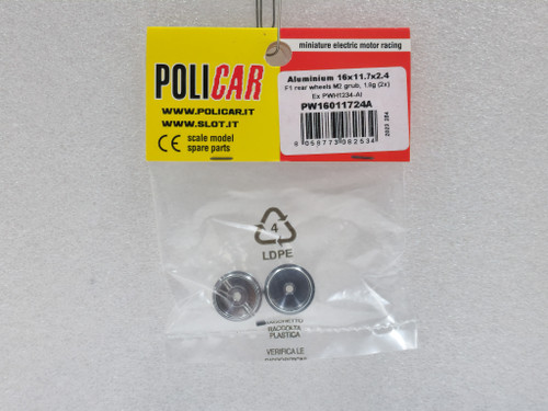 PW16011724A Policar F1 Early 70's F1 16 x 11.7mm Aluminum Wheel 1:32 Slot Car Part