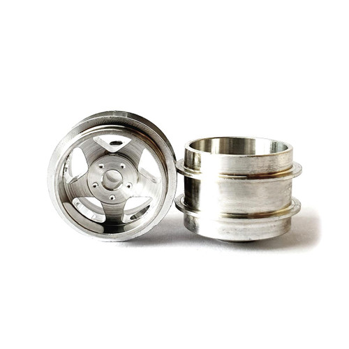 STAFFS04 Staffs 5-Spoke Aluminum Air Wheels 15.8 x 10mm Silver (2) 1:32 Slot Car Part