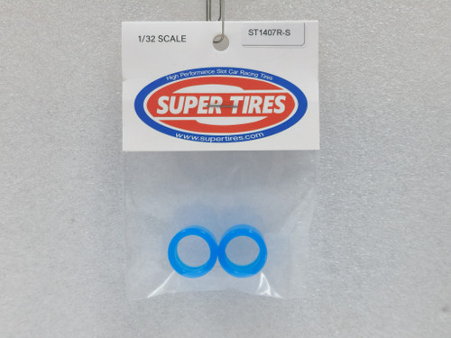 1407RS-Blue Super Tires - Silicone Tires for 17x10mm - Blue 1:32 Slot Car Part