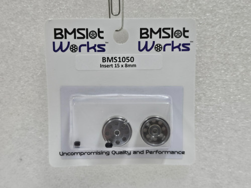 BMS1050 BMSlot Works Insert 15.8 x 8.5mm Aluminum Wheels 1:32 Slot Car Part