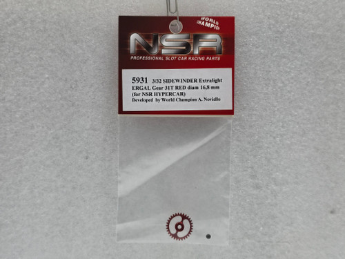 5931 NSR Extralight 31-Tooth Ergal Sidewinder Gear 16.8mm Red for Hypercar 1:32 Slot Car Part