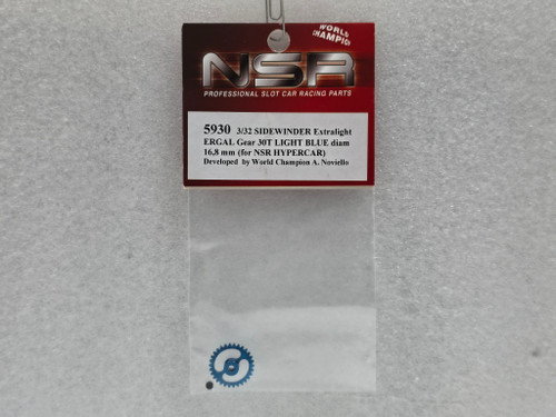 5930 NSR Extralight 30-Tooth Ergal Sidewinder Gear 16.8mm Light Blue for Hypercar 1:32 Slot Car Part