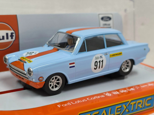 C4669 Scalextric Ford Lotus Cortina Gulf Edition, #911 1:32 Slot Car *DPR*