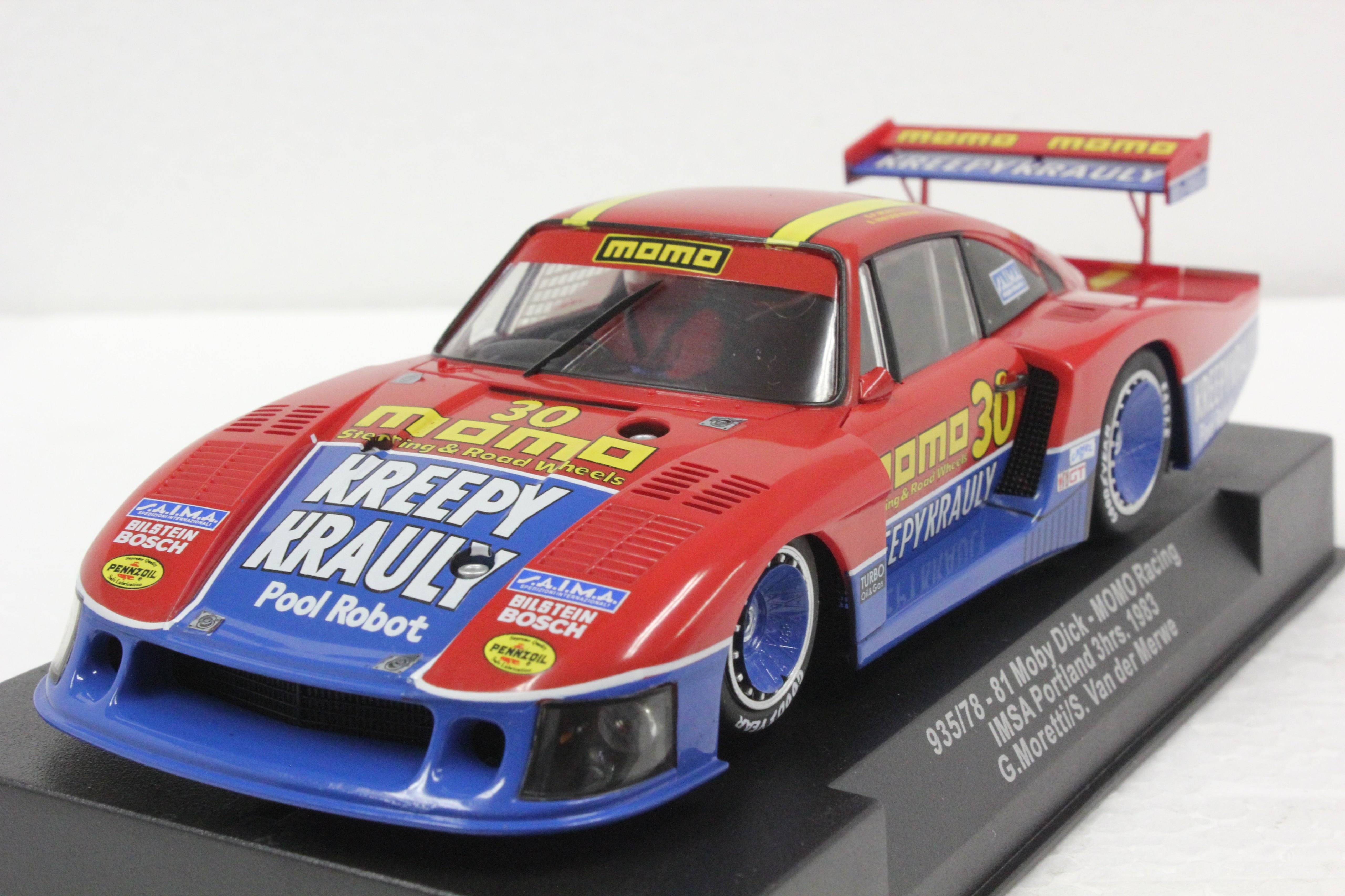 SW57 Racer Sideways Porsche 935/78-81 Moby Dick MOMO Racing IMSA Portland  3hrs 1983, #30 1:32 Slot Car