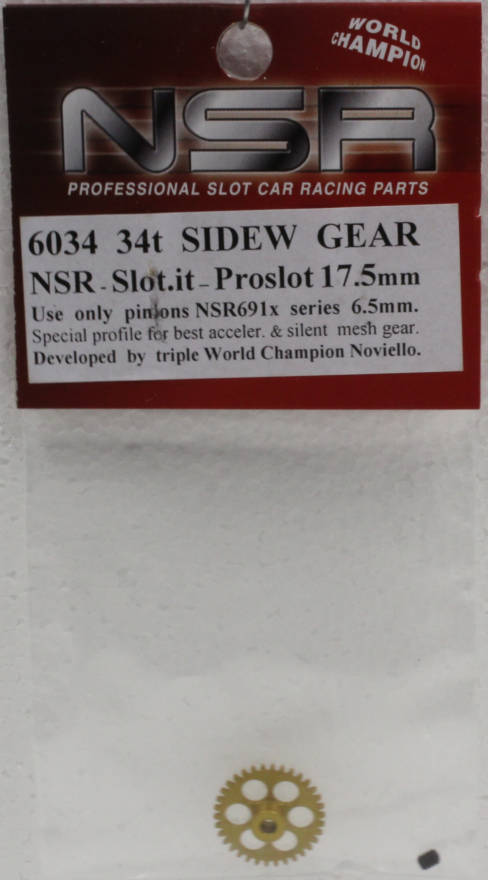 6034 NSR 3/32 34-Tooth Sidewinder Gear 17.5mm 1:32 Slot Car Part