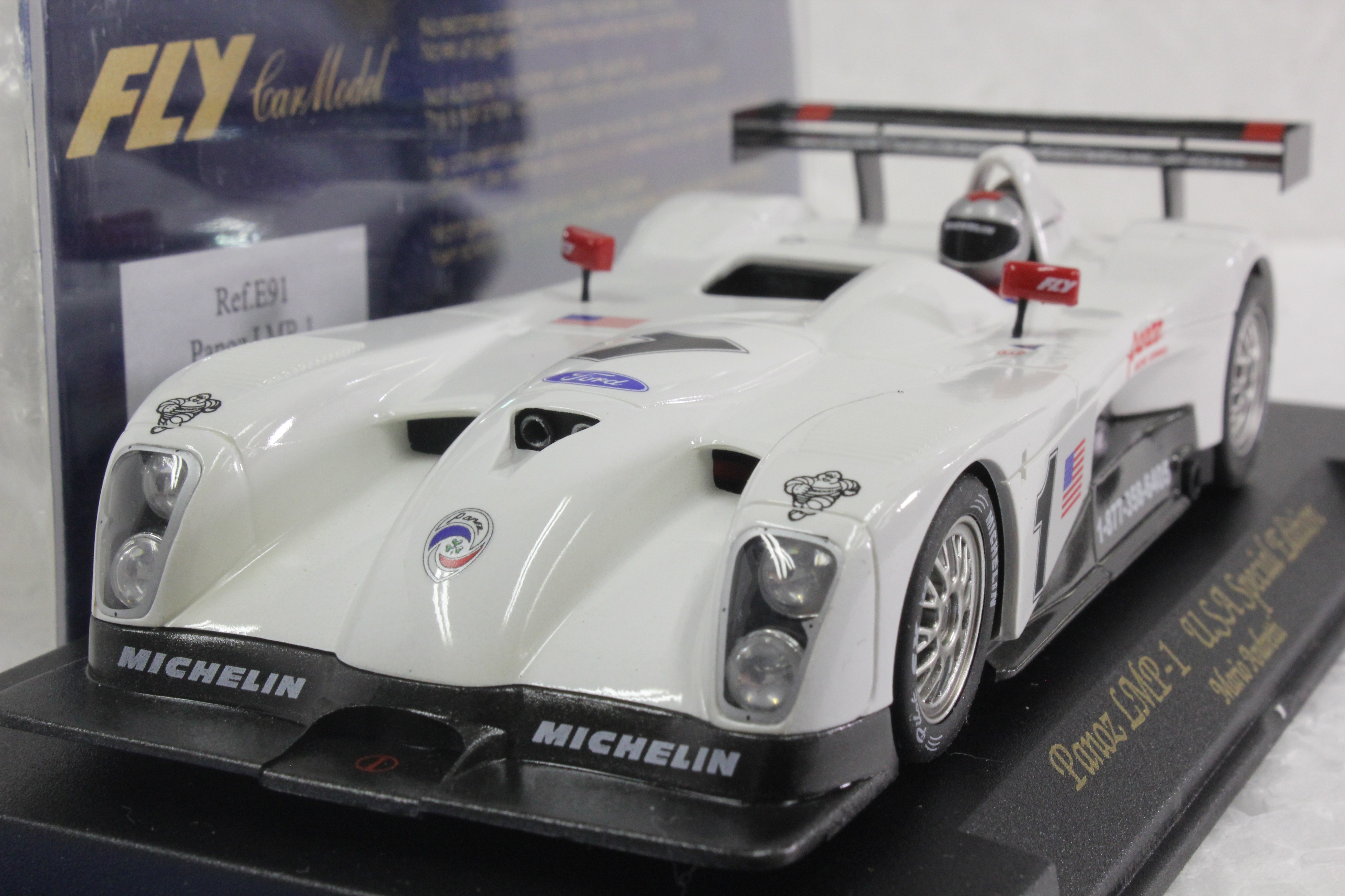 E91 Fly Panoz LMP-1 USA Special Edition Mario Andretti, #1 1:32 Slot Car