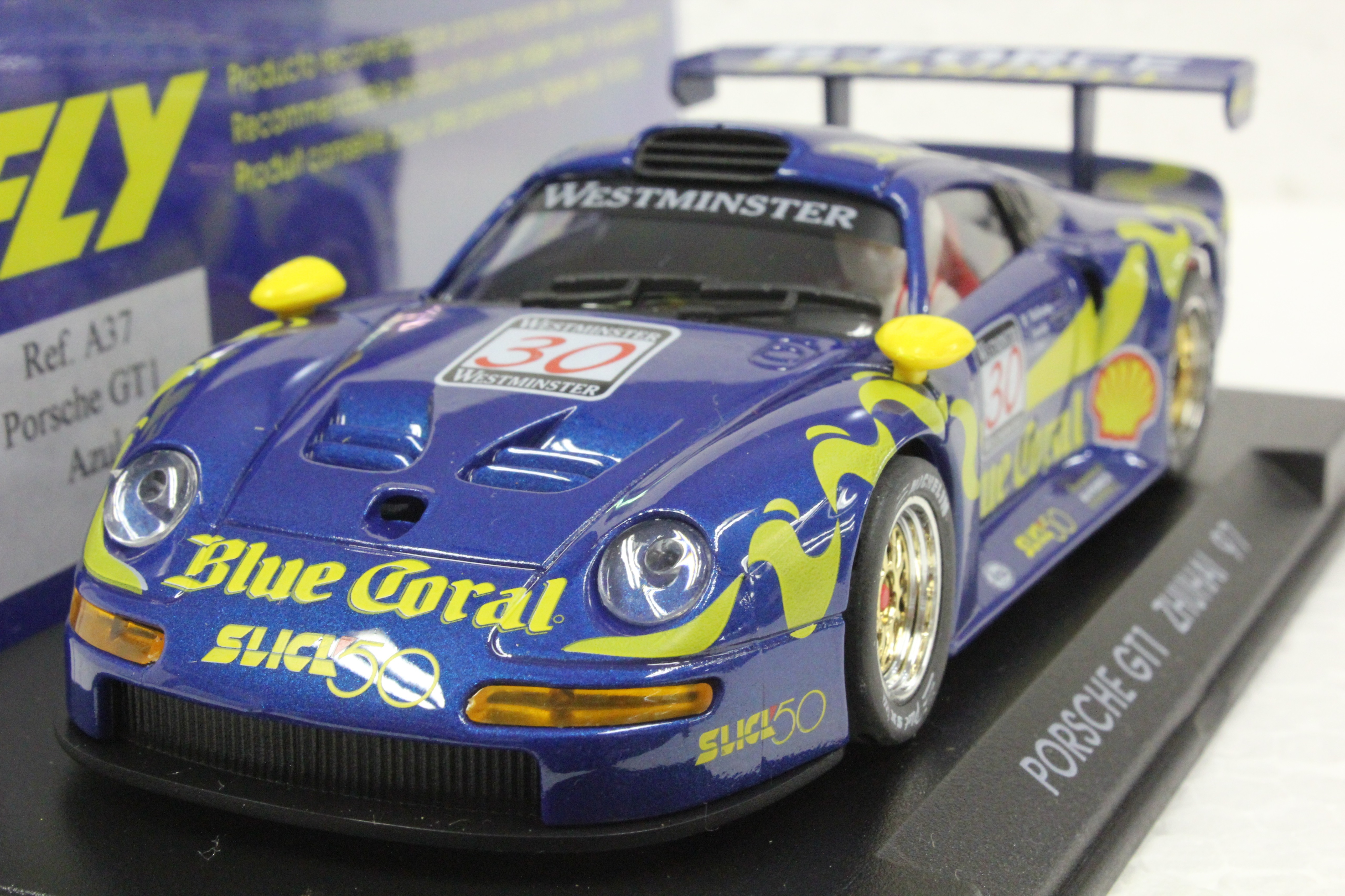 A37 Fly Porsche GT1 Blue Coral Zhuhai 1997, #30 1:32 Slot Car