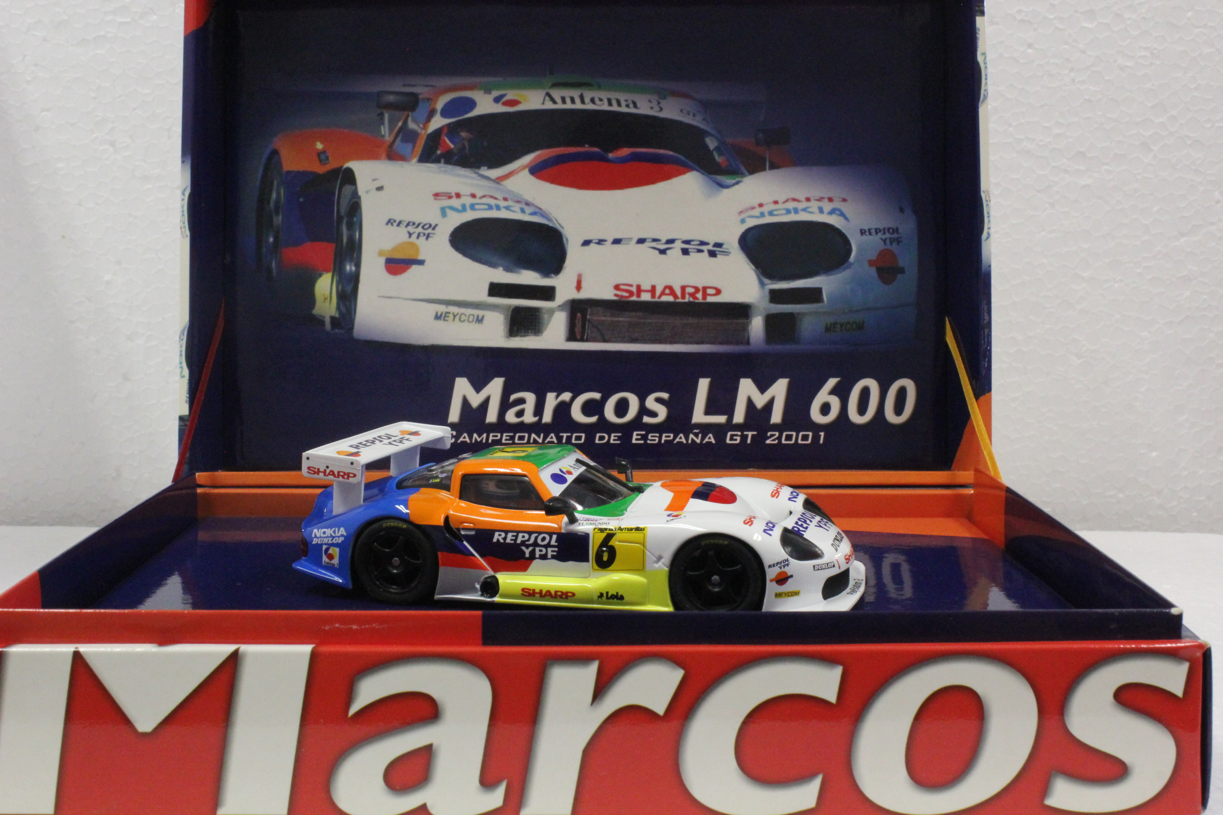 A28 Fly Marcos LM 600 Repsol Campeonato De Espana GT 2001, #6 1:32 Slot Car