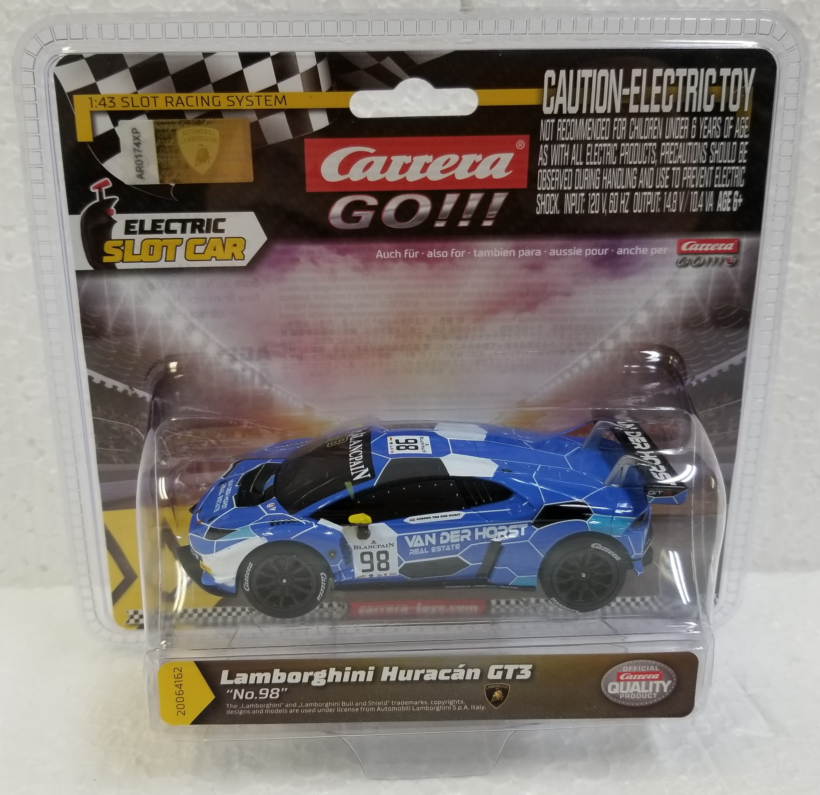 64162 Carrera GO!!! Lamborghini Huracán GT3, #98 1:43 Slot Car