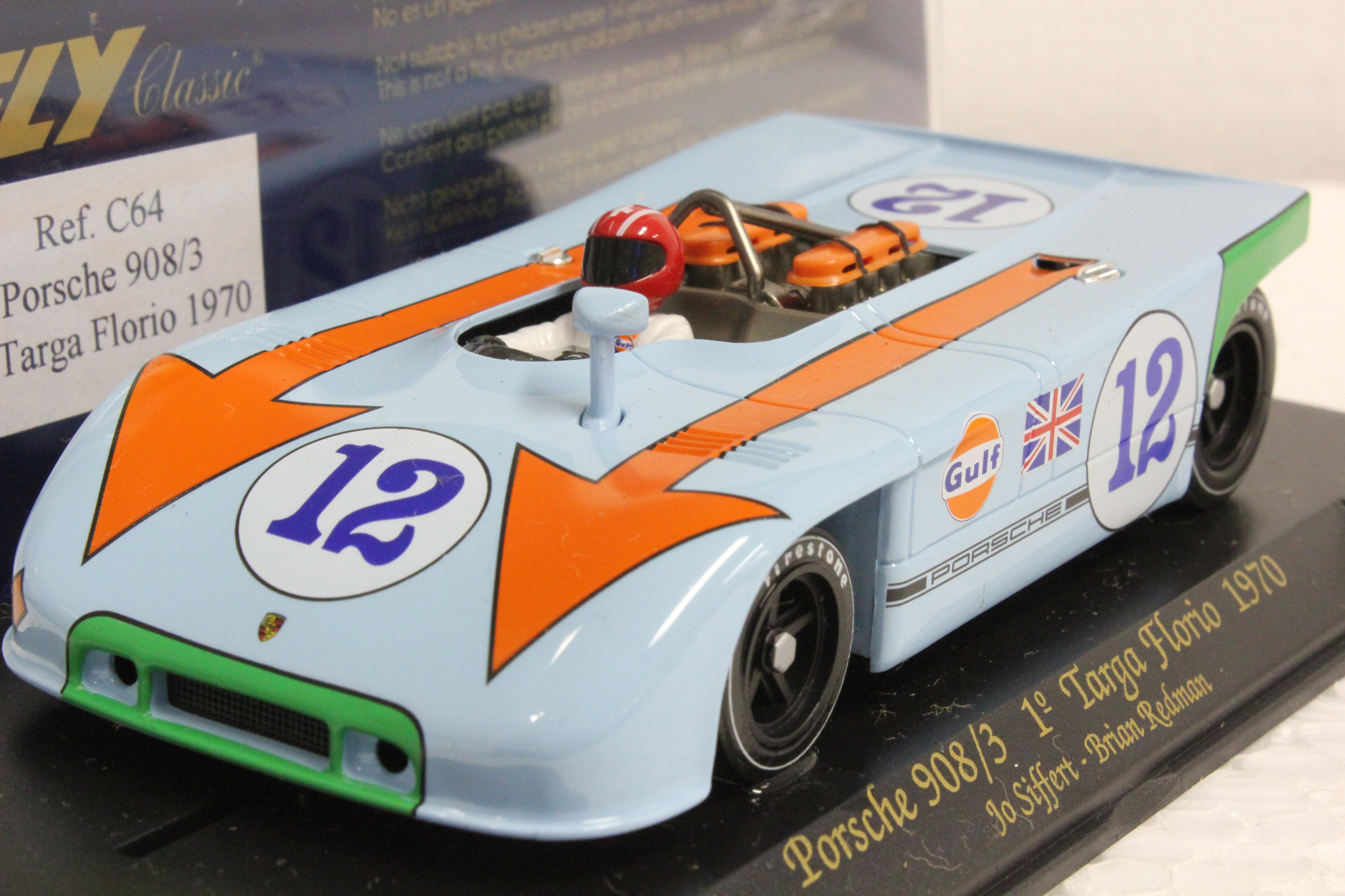 C64 Fly Porsche 908/3 1st Place Targa Florio 1970, #12 1:32 Slot