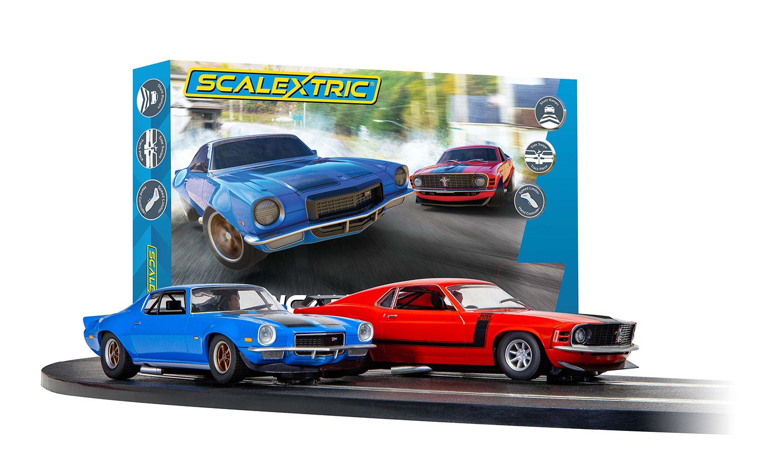 C1429 Scalextric American Street Dual '70s Camaro v Mustang 1:32