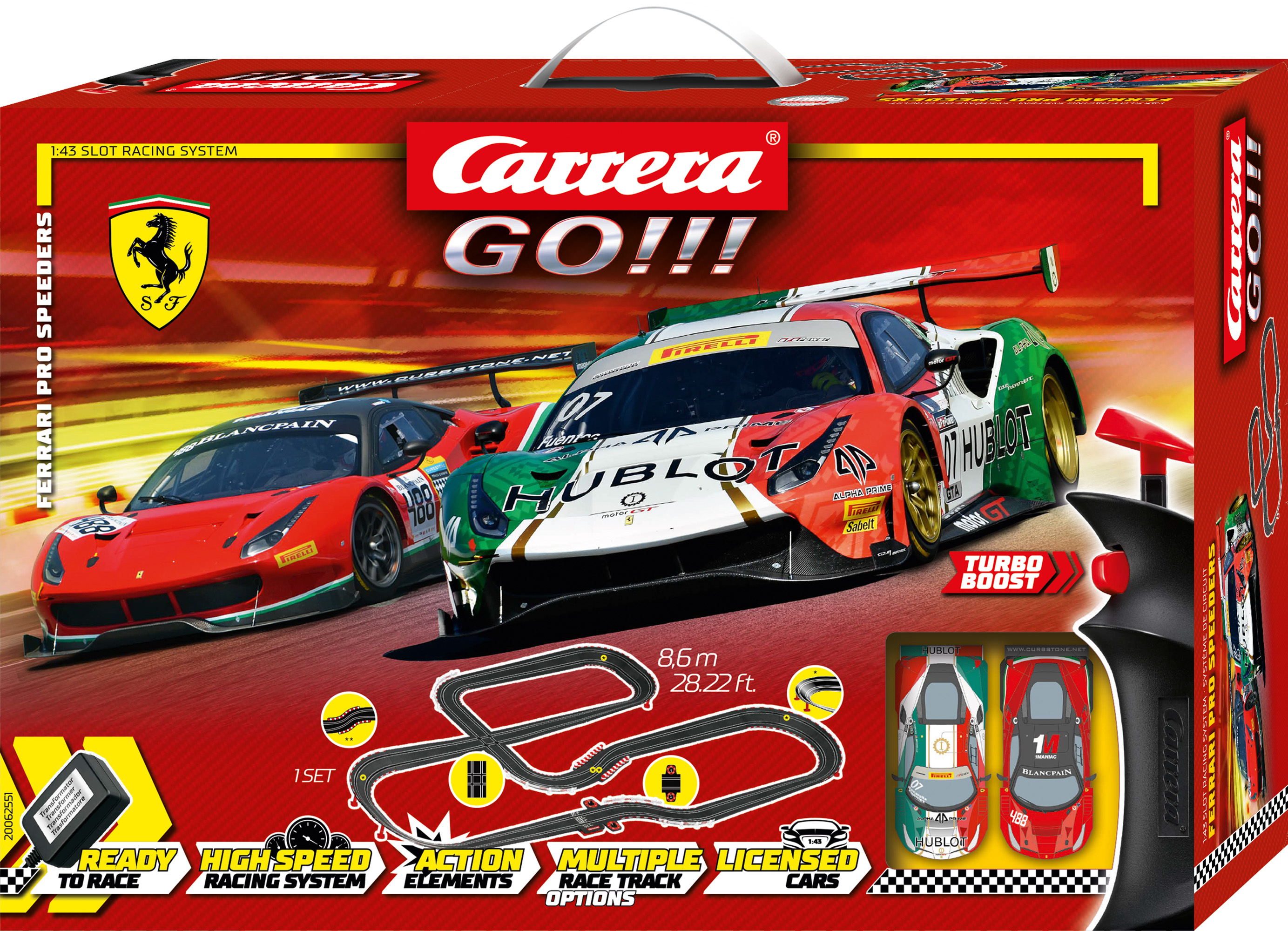 62551 Carrera GO!!! Ferrari Pro Speeders Set 1:43 Slot Car Set