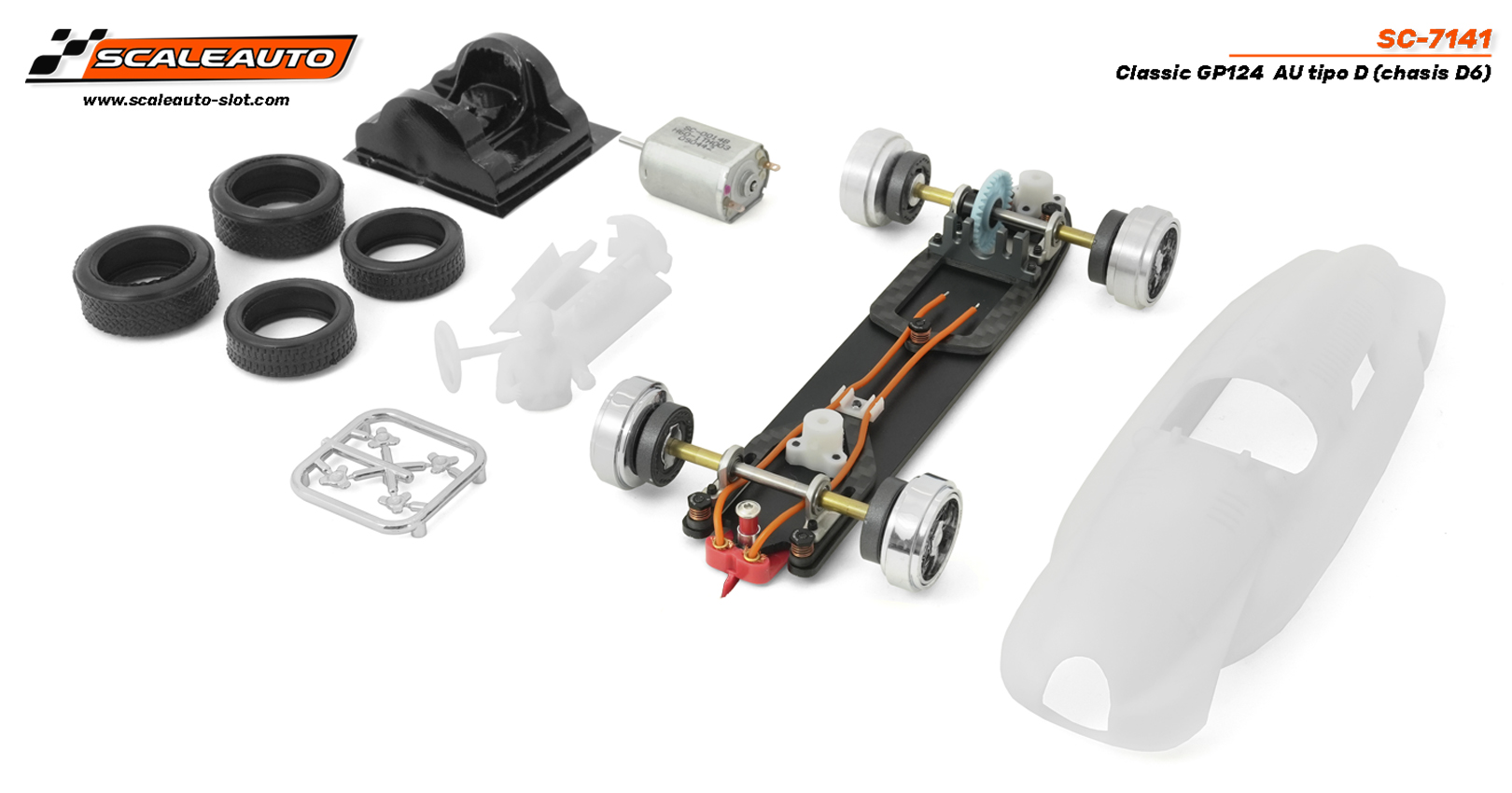 SC-7141 Scaleauto GP124 Classic Auto Union Type D Chassis D6 White