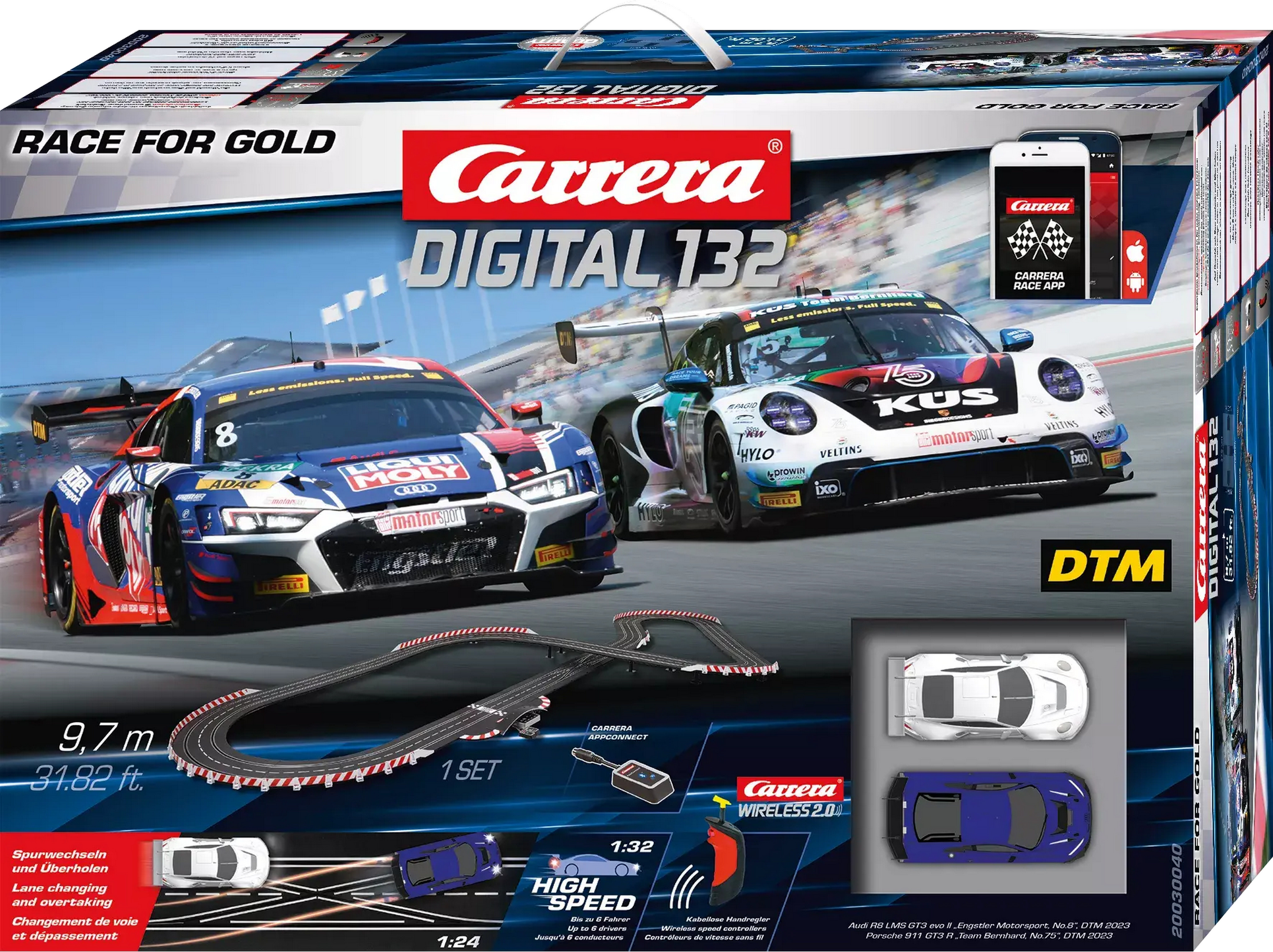 30040 Carrera Digital 132 Race for Gold 1:32 Slot Car Set - Great