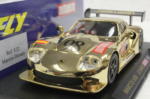 E22 Fly Marcos LM600 Le Mans Autopista 1998 Gold, #98 1:32 Slot