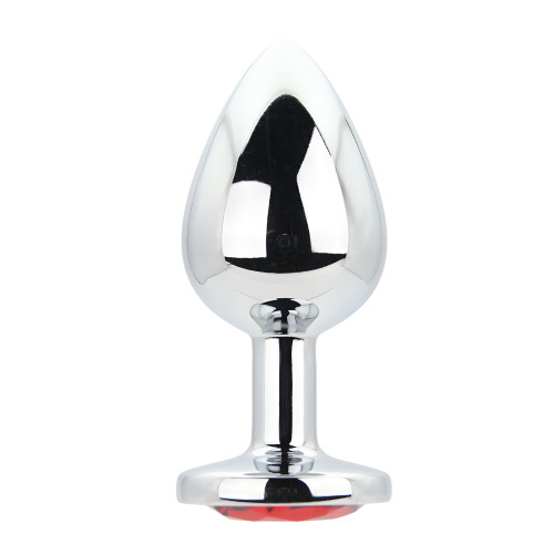Toosh Silver Metal Butt Plug Large Red Stone