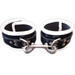 black and white Rouge High Quality Black Leather Wrist Cuffs With Coloured Piping on the edges For Bondage BDSM Restraints