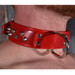 Rouge Studded Leather Collar With Large D Ring Black or Red For Bondage BDSM Slave