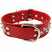 Rouge Studded Red Leather Collar With Large D Ring with 16 silver metal studs for bondage bdsm slave and master puppy sex play fetish.