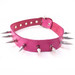 Rouge Pink Leather Spiked Collar silver metal spikes 1 inch studs for bondage bdsm slave and master puppy sex play fetish.