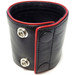 Rouge Black Leather Wrist Band Wallet With Red Coloured Leather Piping for bondage bdsm slave and master puppy sex play Clubbing Fetish Events