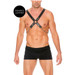 Black Leather And Chain Chest Harness For Bondage BDSM Clubbing - One Size