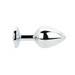 Toosh Silver Metal Butt Plug Medium Red Stone