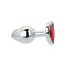 Toosh Heart Shaped Silver Butt Plug with Red Stone Small